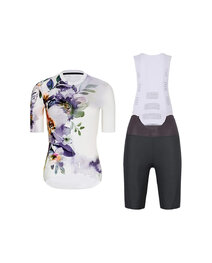 RIVANELLE Cyklistický krátký dres a krátké kalhoty - FLOWERY LADY - antracitová/bílá/vícebarevná